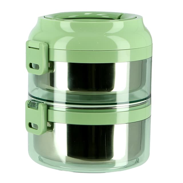 سفرطاس ( 1.6 لتر ) طبقتين - اخضر Royalford -  Lunch Box - Portable Stainless Steel