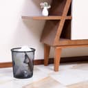 سلة مهملات بتصميم شبكة  صغيرة  أسود معدن رويال فورد Royalford Mesh Waste Bin - Portable Round Metal Small Trash Can Wastebasket