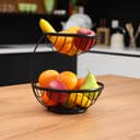 Royalford 2 Tier Fruit Basket - Portable Large Capacity Fruit Bowls, Iron Fruit Vegetable Bowl Baske