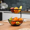 Royalford 2 Tier Fruit Basket - Portable Large Capacity Fruit Bowls, Iron Fruit Vegetable Bowl Baske