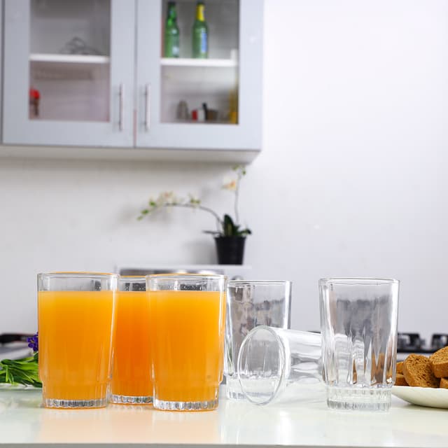 طقم كاسات عصير زجاجي 6 قطع 240 مل Royalford - 6Pcs 240Ml Glass Tumbler - Portable Water Cup Drinking Glass