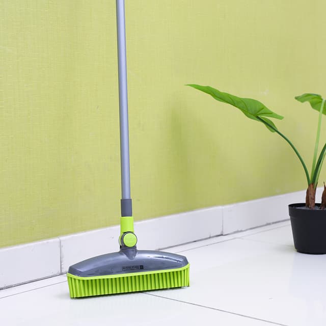 Royalford Foldable Broom With Telescopic Steel Pole - Pp+Trp+Steel Floor Cleaning Brush