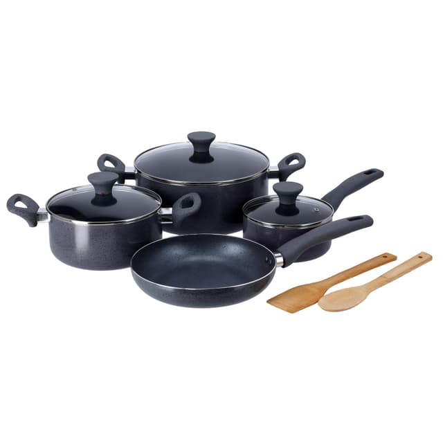 طقم قدور ( 9 قطع ) - أسود Royalford -  Iridescent Aluminium Cookware Set