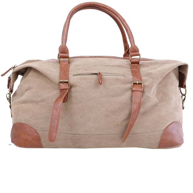 CANVY Canvas Duffle Bags - Portable Weekend Overnight Handbag Shoulder Bag, Unisex Travel Holdall Handbag with PU Leather Decoration - Weekend Daypack Large Holdall Travel Bag