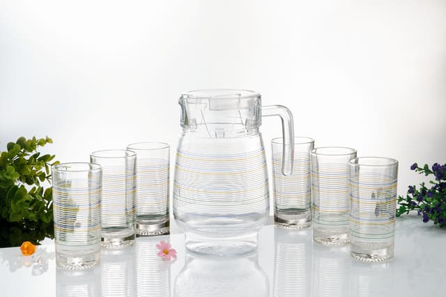 Royalford Glass Whiteline Water Set, 7pieces