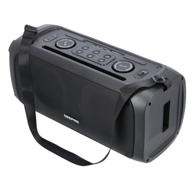 Geepas Portable And Rechargeable Professional Speaker, GMS11171 | Bluetooth/USB/TF Card/FM/TWS | Microphone & Guitar Input Jack | 7.4V 3600mAh Lithium Battery