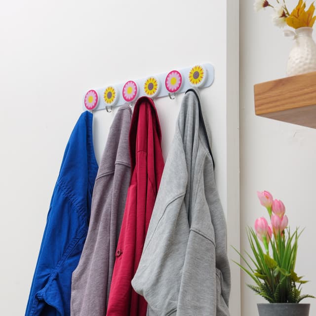 Delcasa 6 Pcs Clip Hook, DC2030 | Self Adhesive Wall Hook | Heavy Duty Waterproof For Bathroom, Kitchen, Coat, Towel, Robe Hanger