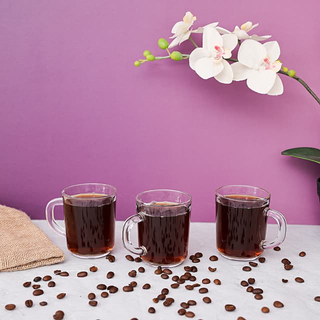 مجموعة أكواب زجاجية 3 قطع بسعة 240 مل Delcasa 3Pcs 240Ml/8Oz Glass Cup With Handle