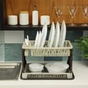 مجفف صحون بلاستيكي - طبقتين  2-Layer Dish Drainer with Drain Board - Delcasa