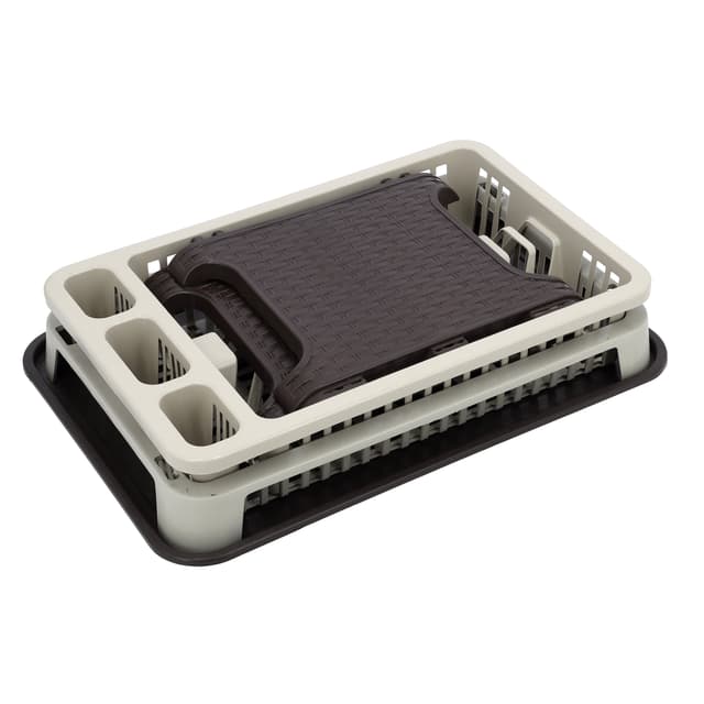 مجفف صحون بلاستيكي - طبقتين  2-Layer Dish Drainer with Drain Board - Delcasa