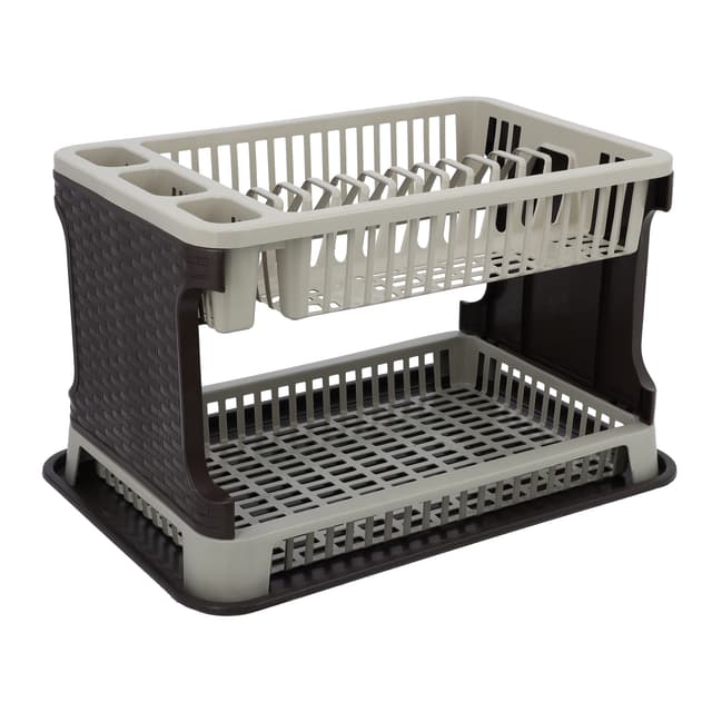 مجفف صحون بلاستيكي - طبقتين  2-Layer Dish Drainer with Drain Board - Delcasa