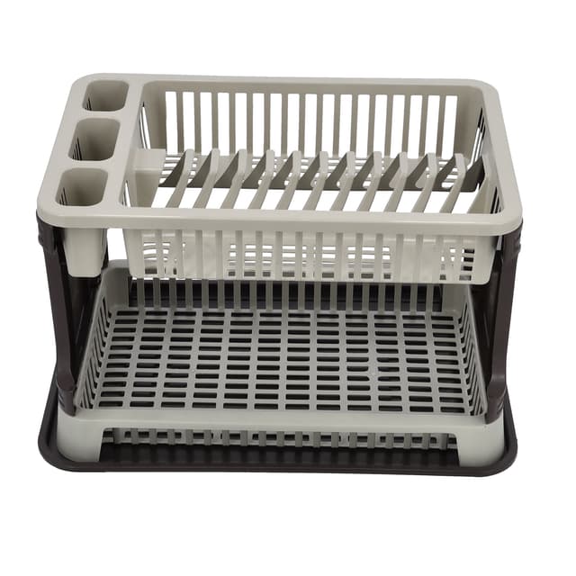 مجفف صحون بلاستيكي - طبقتين  2-Layer Dish Drainer with Drain Board - Delcasa