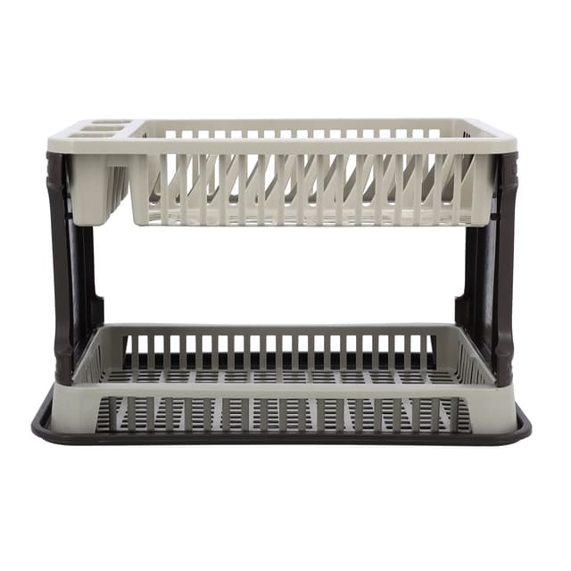 مجفف صحون بلاستيكي - طبقتين  2-Layer Dish Drainer with Drain Board - Delcasa