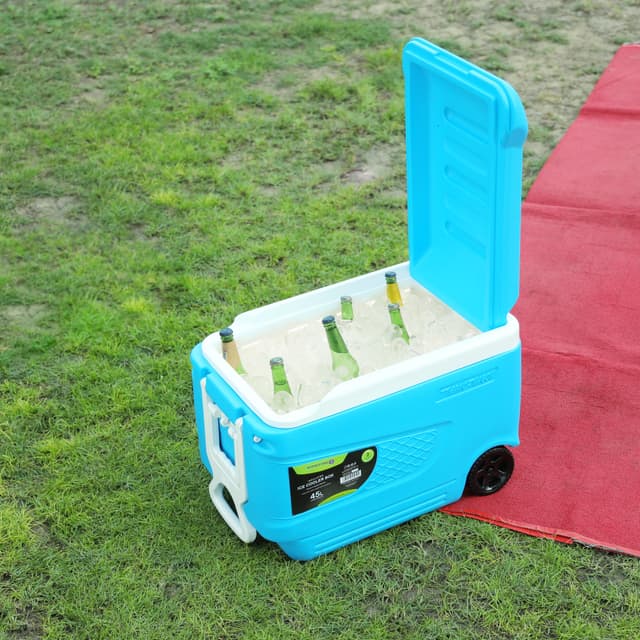 Royalford Insulated Ice Cooler Box, 45L, RF10482 | Portable Cooler Box | 3 Layer PP-PU-HDPE | Premium Quality Polymer | Thermal Insulation | Large High Performance Cooler Box