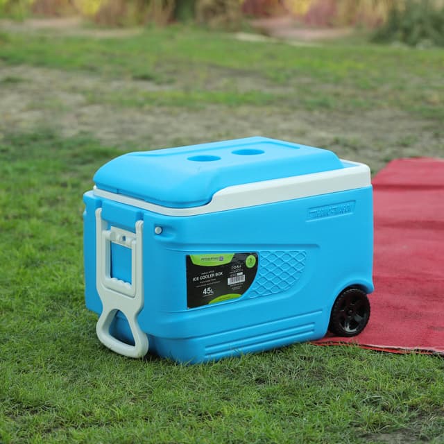 Royalford Insulated Ice Cooler Box, 45L, RF10482 | Portable Cooler Box | 3 Layer PP-PU-HDPE | Premium Quality Polymer | Thermal Insulation | Large High Performance Cooler Box