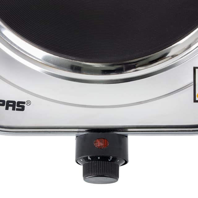 Geepas Stainless Steel Single Hot Plate, Indicator Light, GHP32023 - 1500W, Adjustable Temperature Control, Overheat Protection,2 Years Warranty, Non-Slip Feet, Auto Thermostat, Hot Plate for Kitchen Camping