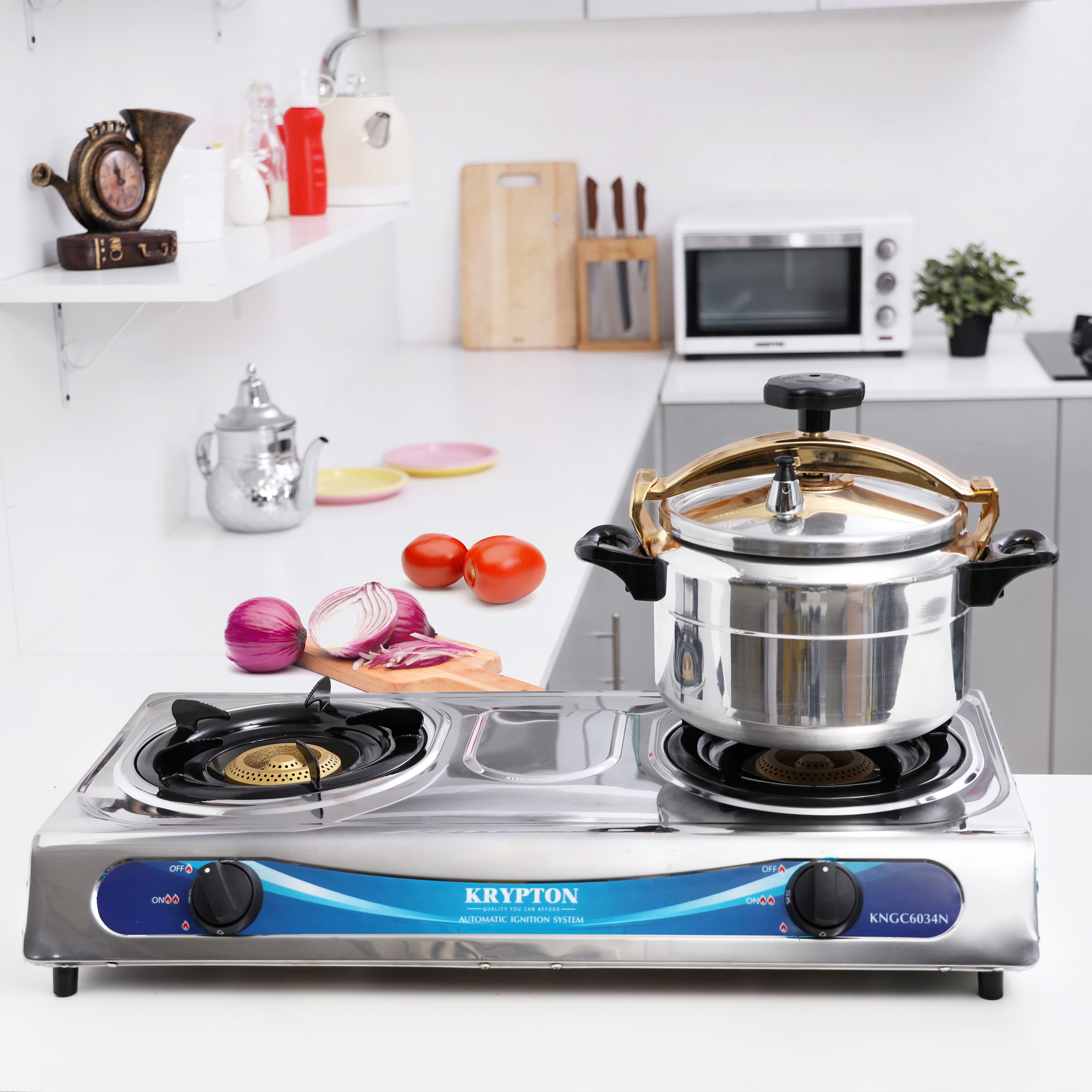 Krypton Stainless Steel Double Gas Burner With 2 Burner