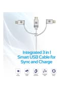 وصلة شحن متعددة المنافذ Lightning و Micro USB و USB-C أبيض | Unilink-Trio Cable 3 in 1 Triple Head Data and Charge Cable