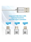 وصلة شحن متعددة المنافذ Lightning و Micro USB و USB-C أبيض | Unilink-Trio Cable 3 in 1 Triple Head Data and Charge Cable
