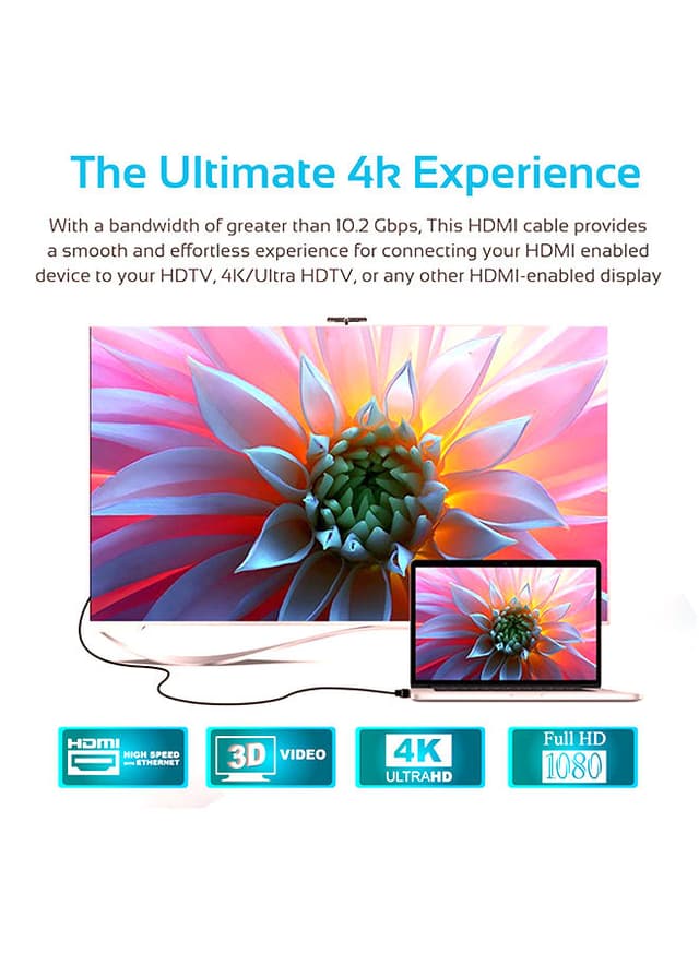 كبل HDMI عالي الجودة يدعم دقة 4K أسود | ProLink HDMI Audio Video Cable