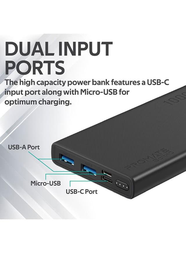 promate 10000 mAh Fast Charging Dual USB Power Bank green