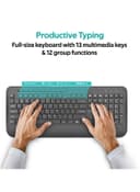 Promate Wireless Keyboard and Mouse Combo, Ergonomic Sleek 2.4Ghz Full-Size Wireless Keyboard with Palm Rest and 1600 DPI Mouse, Nano USB Receiver and Auto-Sleep Function for PC, Desktops, Windows, IOS, ProCombo-8 Black