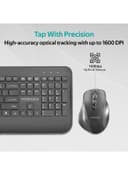 Promate Wireless Keyboard and Mouse Combo, Ergonomic Sleek 2.4Ghz Full-Size Wireless Keyboard with Palm Rest and 1600 DPI Mouse, Nano USB Receiver and Auto-Sleep Function for PC, Desktops, Windows, IOS, ProCombo-8 Black