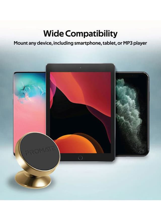 promate Magnetic Car Phone Holder, Multi-Angle 360 Degree Metallic Magnetic Car Phone Mount with Anti-Slip Surface, Anti- Distraction Design and Fast Swift-Snap Technology for Smartphones, Tablets, GPS, Magnetto-3