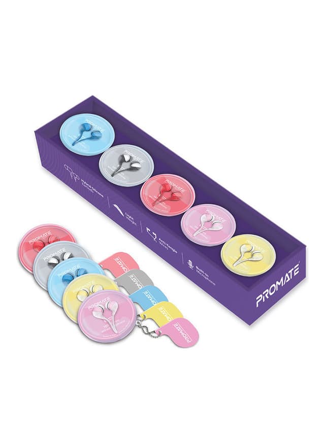 سماعات اذن سلكية بمدخل أواكس 3.5 مم ذهبي و أبيض Promate - In-Ear Earbuds Headphones Gold/White