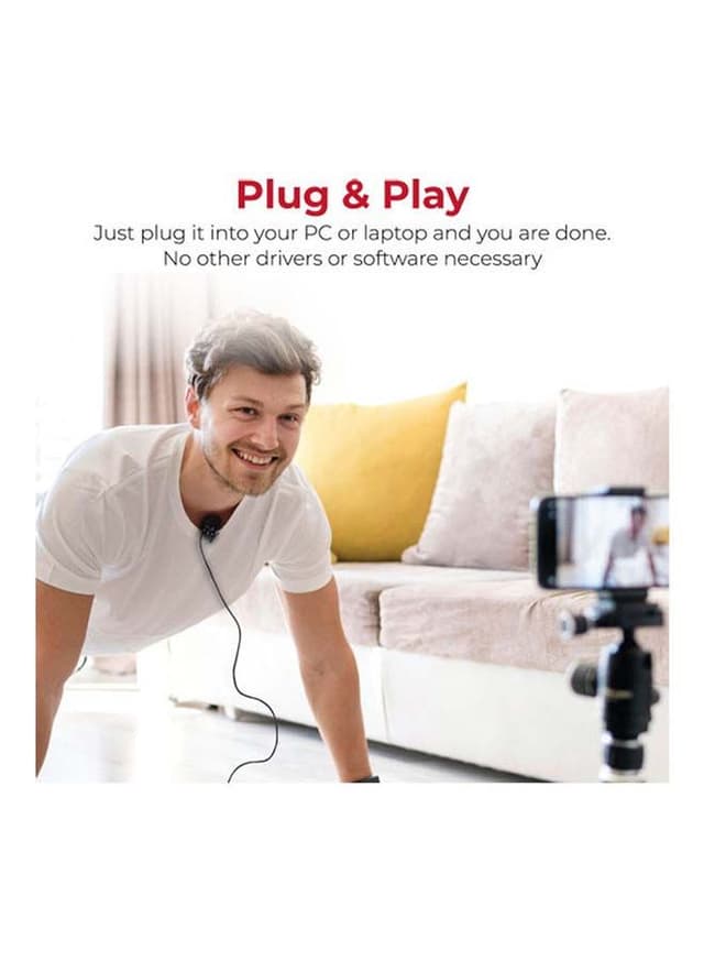 مايك سلكي Type- C بطول 1.5 متر أسود | USB Type- C Lavalier Microphone
