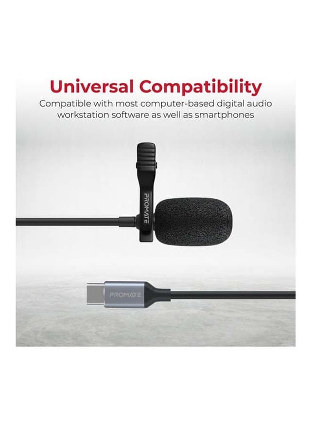 مايك سلكي Type- C بطول 1.5 متر أسود | USB Type- C Lavalier Microphone
