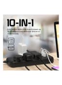 promate Premium Surge Protector Power Extension with 4M Cord Length, 3250W 6 AC Outlets, Fast Charging 3.4A 4 USB Ports Black