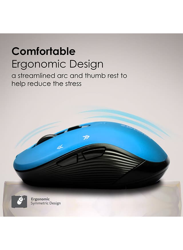 promate 2.4G Portable Optical Tracking Mouse with Mini USB Receiver, 800/1200/1600 DPI Switch, 10m Working Range and 6 Programmable Buttons Blue
