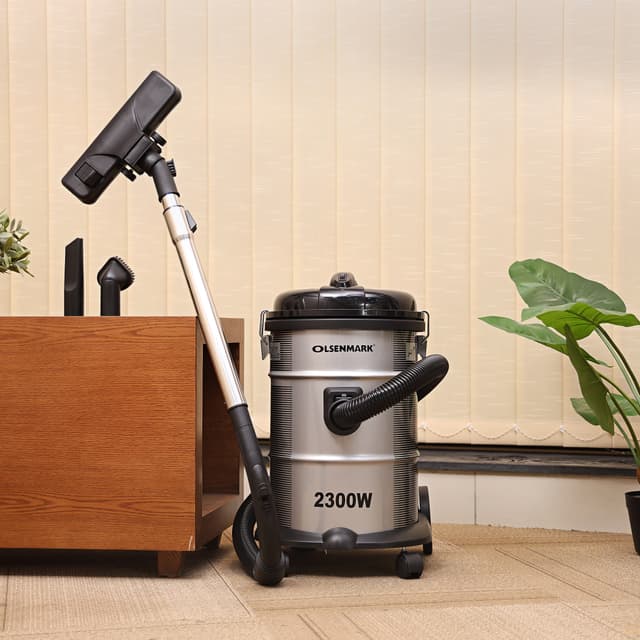 Olsenmark Drum Vacuum Cleaner, 2400W - Air Flow Control On Handle - Blow Function - Dust Full Indicator