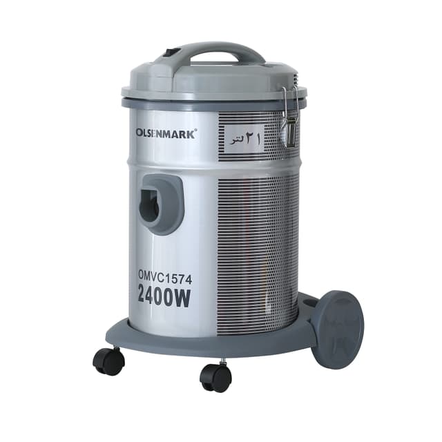 Olsenmark Drum Vacuum Cleaner, 2400W - Air Flow Control On Handle - Blow Function - Dust Full Indicator