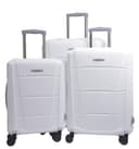 طقم حقائب سفر 3 حقائب مادة البولي كربونات بعجلات دوارة (20 ، 24 ، 28) بوصة أبيض PARA JOHN - Campio 3 Pcs Trolley Luggage Set, White