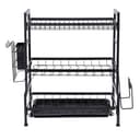 Royalford 3-Layer Stainless Steel Dish Rack, Holds 17 Plates, RF10154 | Attached PP Drain Board | Cutlery Holder, Cutting Board Holder | Convenient Moving & Durable Rack