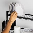 Royalford 3-Layer Stainless Steel Dish Rack, Holds 17 Plates, RF10154 | Attached PP Drain Board | Cutlery Holder, Cutting Board Holder | Convenient Moving & Durable Rack