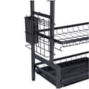 Royalford 3-Layer Stainless Steel Dish Rack, Holds 17 Plates, RF10154 | Attached PP Drain Board | Cutlery Holder, Cutting Board Holder | Convenient Moving & Durable Rack