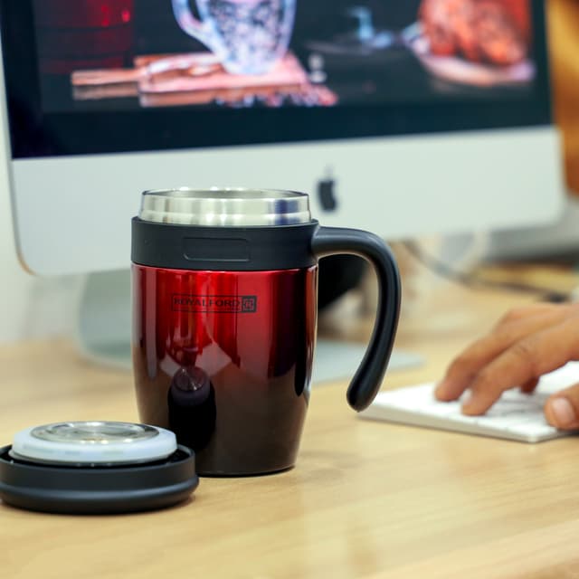 Royalford Vacuum Mug, Double Wall Stainless Steel, RF10181 - 450ml/15.2oz, SS 304 Inner Pot, Compact Lid for Travel, Portable & Leak-Resistant, Preserves Flavour & Freshness