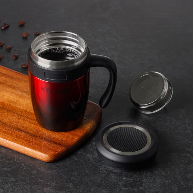 Royalford Vacuum Mug, Double Wall Stainless Steel, RF10181 - 450ml/15.2oz, SS 304 Inner Pot, Compact Lid for Travel, Portable & Leak-Resistant, Preserves Flavour & Freshness