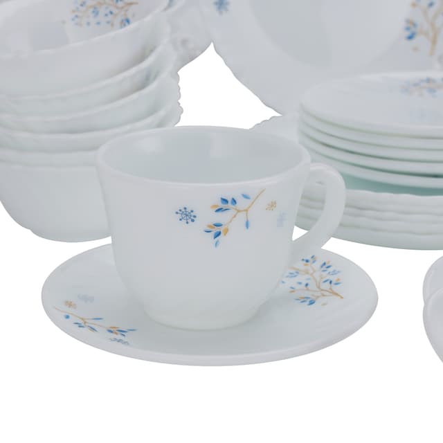 Royalford 50 Pcs Opalware Dinner Set, RF10202 | Assorted Design | Lightweight, Beautiful Design Opal Dishes Sets Service for 6