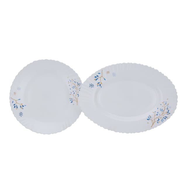 Royalford 50 Pcs Opalware Dinner Set, RF10202 | Assorted Design | Lightweight, Beautiful Design Opal Dishes Sets Service for 6