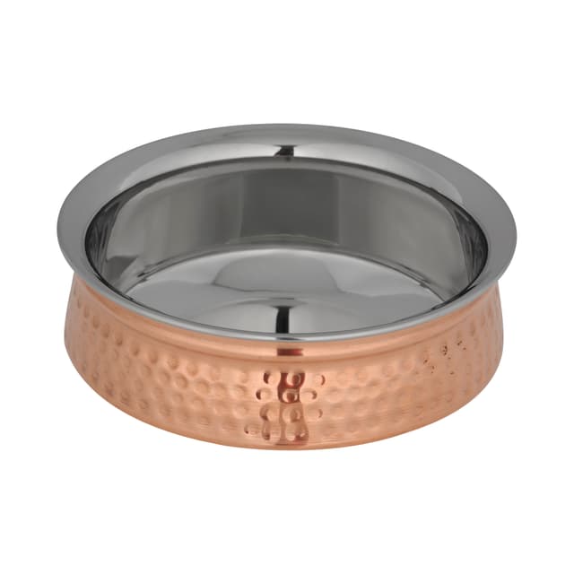 Royalford Cooper Steel Serving Handi, RF10391 | Copper Stainless Steel Hammered Handi | Indian Serving Bowl | Indian Dishes Serve ware for Vegetable and Curries