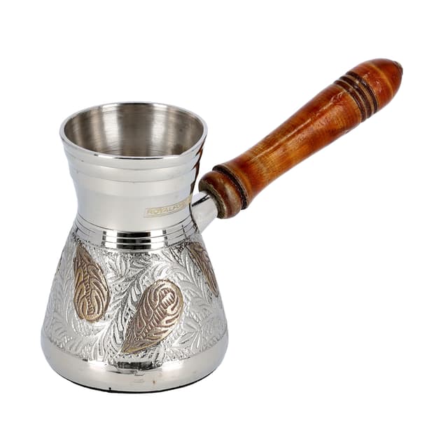 ركوة قهوة ( 4.5 بوصة ) - فضي Royalford - Dual Tone Coffee Warmer, Brass and Wood