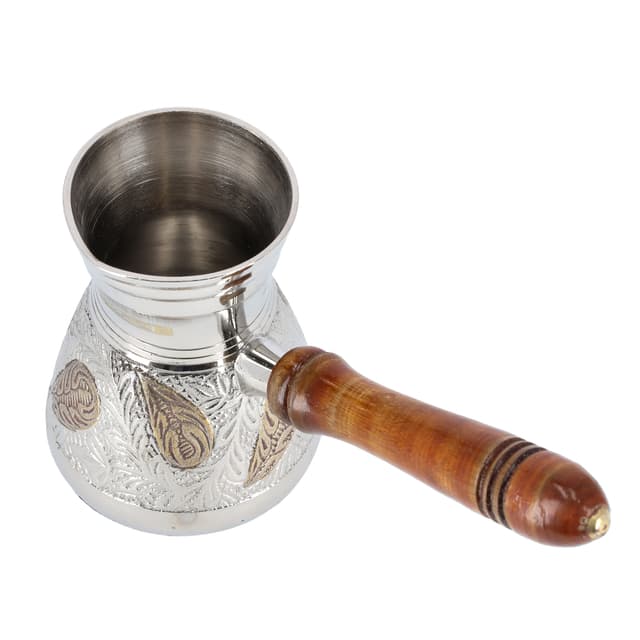 ركوة قهوة ( 4.5 بوصة ) - فضي Royalford - Dual Tone Coffee Warmer, Brass and Wood