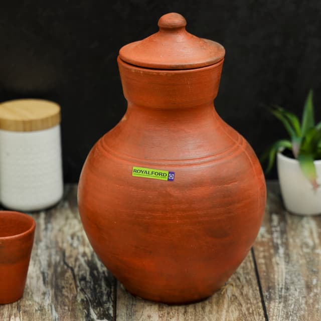 جرة فخار ( جرة ماء فخار ) 2 لتر - بني Royalford -  Kuja, Handmade Clay Serveware