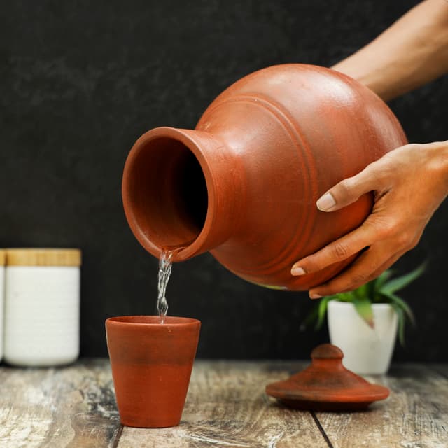 جرة فخار ( جرة ماء فخار ) 2 لتر - بني Royalford -  Kuja, Handmade Clay Serveware