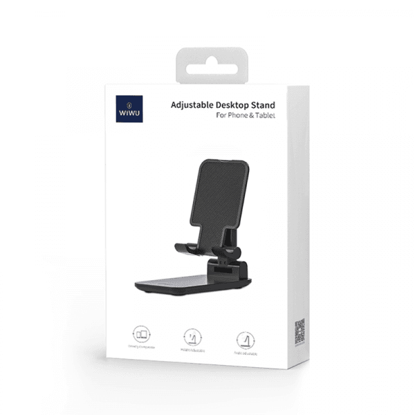 قاعدة (ستاند) لتثبيت الموبايل و التابلت أسود WIWU - ZM103 ADJUSTABLE DESKTOP STAND FOR PHONE & TABLET - BLACK