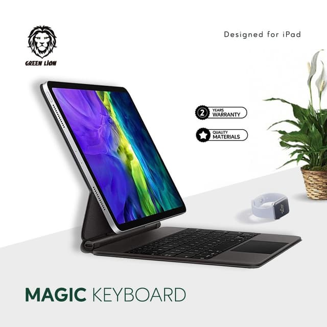Green Lion Green Magic Keyboard For Ipad 12.9" ( Arabic/English ) 500mah - Black